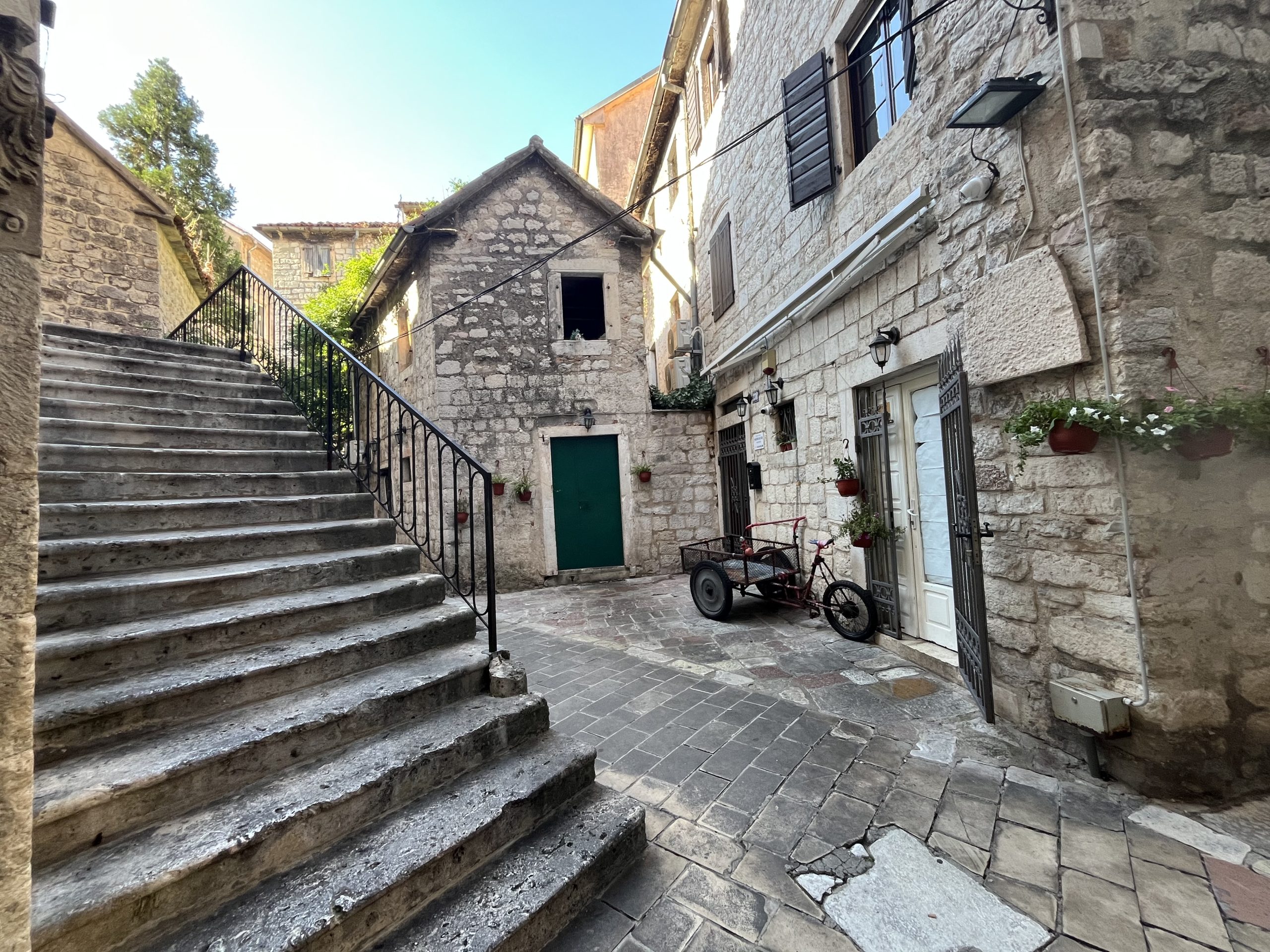 Historic cobbled streets of Kotor, Montenegro.