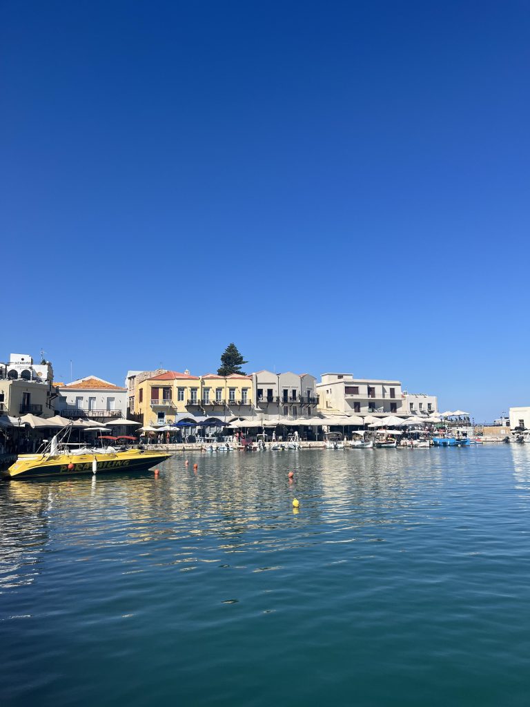 The Ottoman-Venetian Harbour with its lighthouse in Rethymno, Crete.