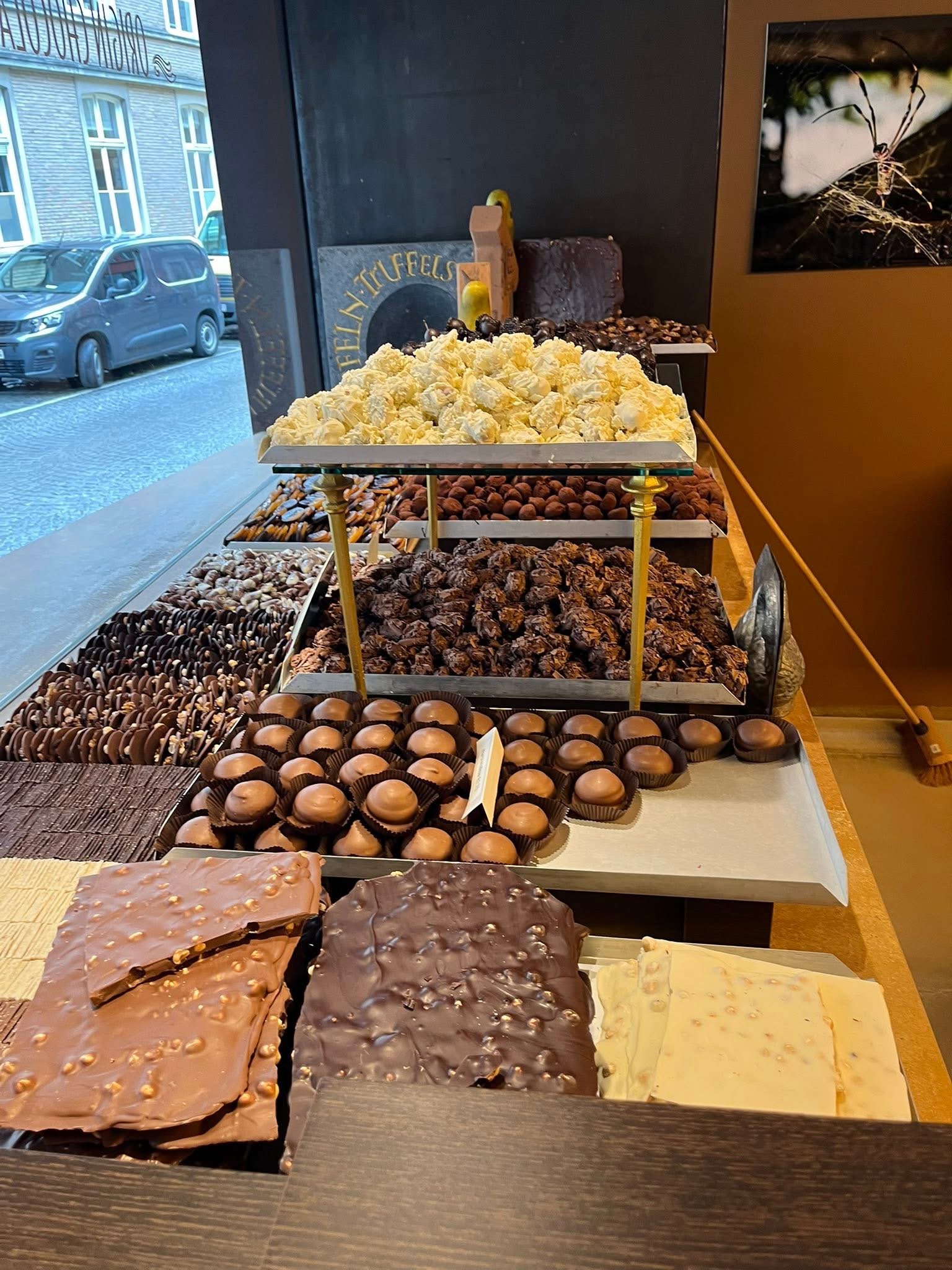 Chocolate in a chocolatier in Bruges, Belgium.