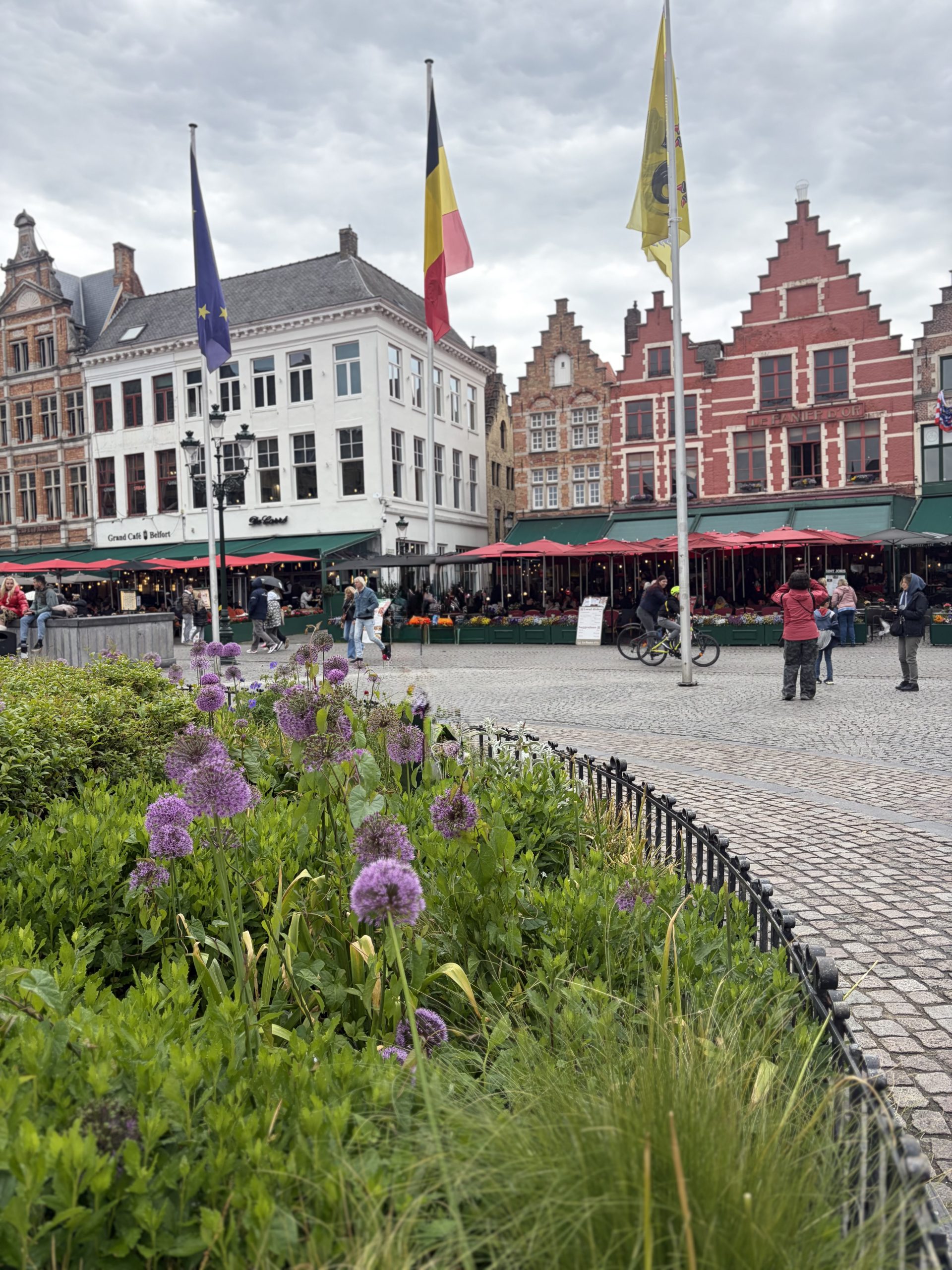 Markt Square in Bruge, with beautiful historic buildings and Flemish architecture.