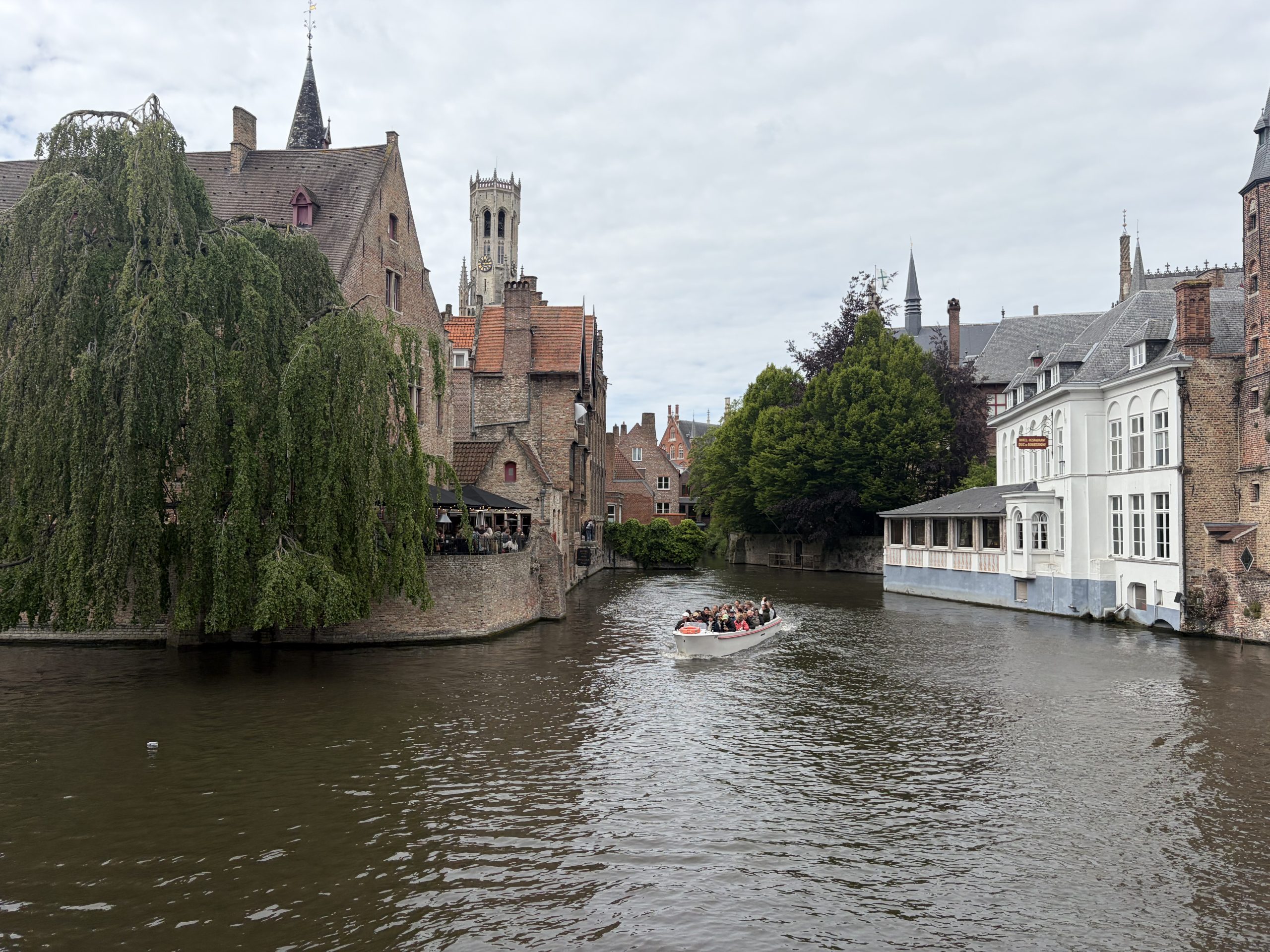 Beautiful canals meeting at Rosary Quay, Bruges.