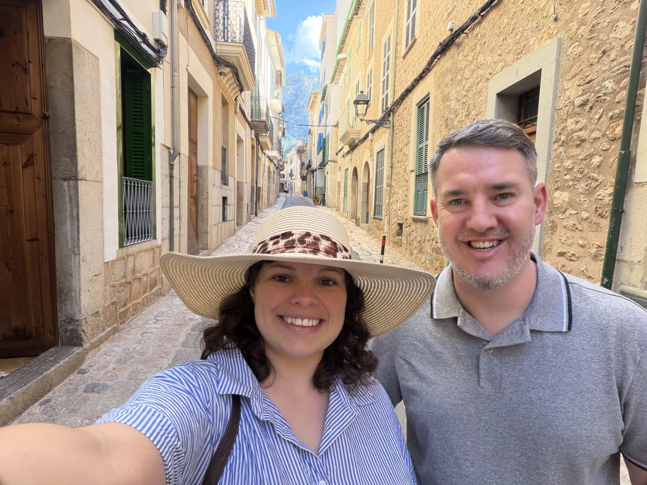 Happy couple traveling around Mallorca, Spain